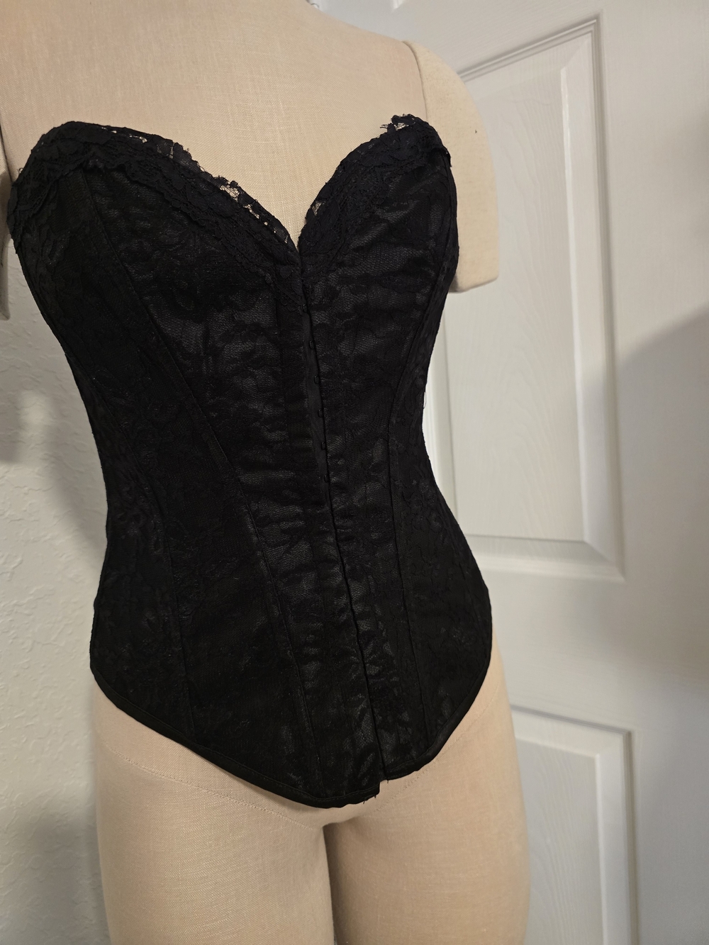 Black Lace Bustier Corset Top - Women, Size M Intimates
